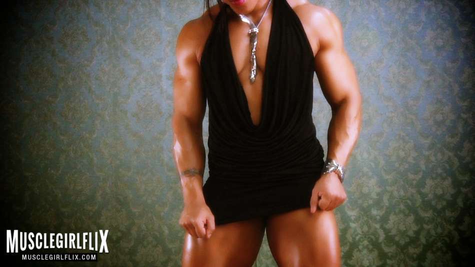 Karen Garrett showing off huge biceps