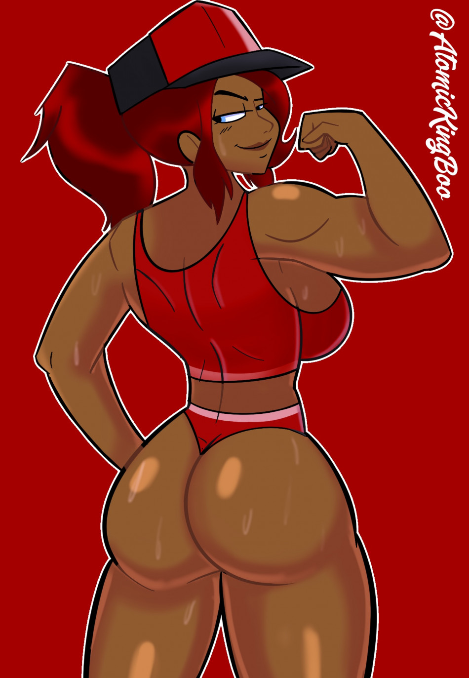 cartoon girl flexing her bicep