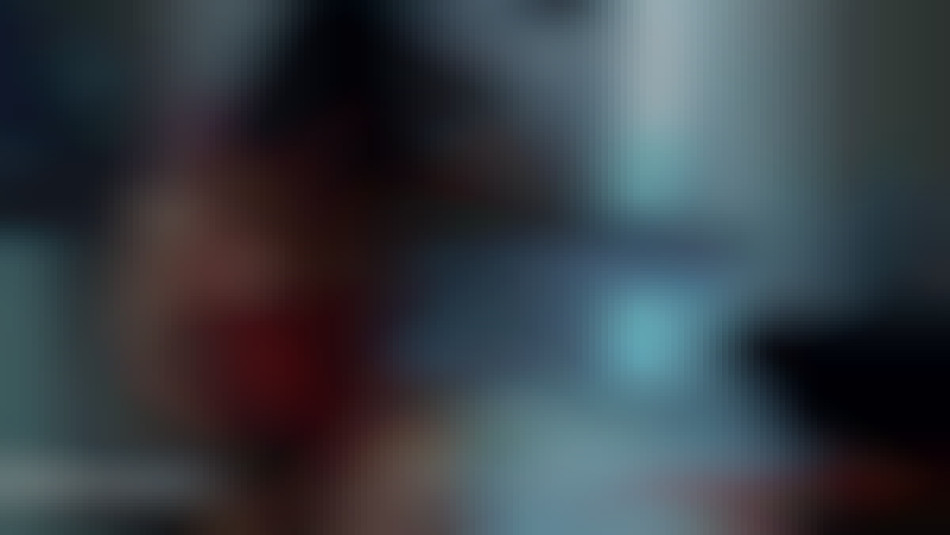 female bodybuilder flexing her biceps while fucking