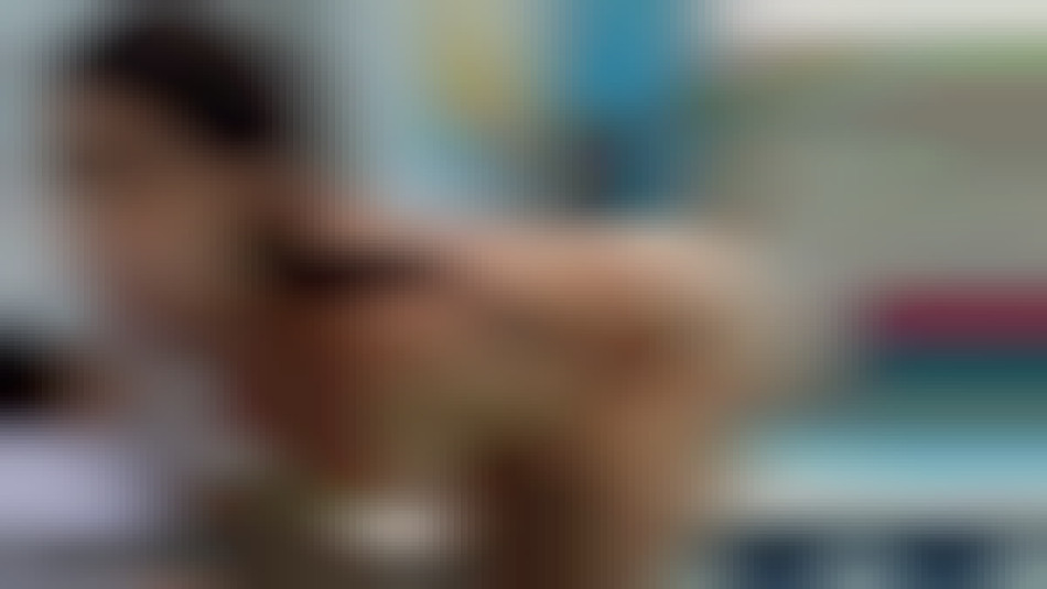 muscular webcam girl sucking on hard cock